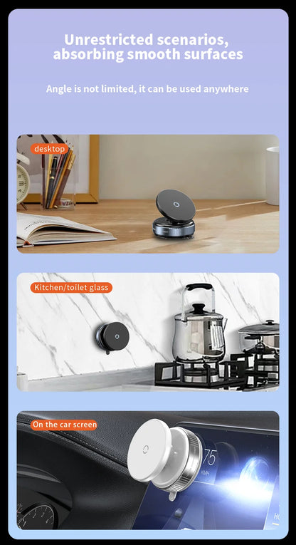 Magnetic Car Phone Mount – 360° Rotation, Vacuum Adsorption with Super Strong Suction for iPhone 12-16 Smartphones