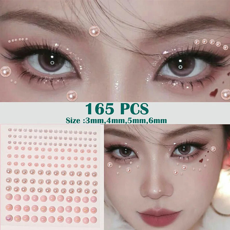 165PCS Non-Piercing Lip, Nail & Body Stickers – Self-Adhesive, Waterproof, Reusable Fake Jewelry for Lip, Eyebrow, Nose & Belly Button