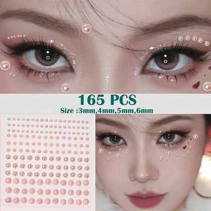 165PCS Non-Piercing Lip, Nail & Body Stickers – Self-Adhesive, Waterproof, Reusable Fake Jewelry for Lip, Eyebrow, Nose & Belly Button
