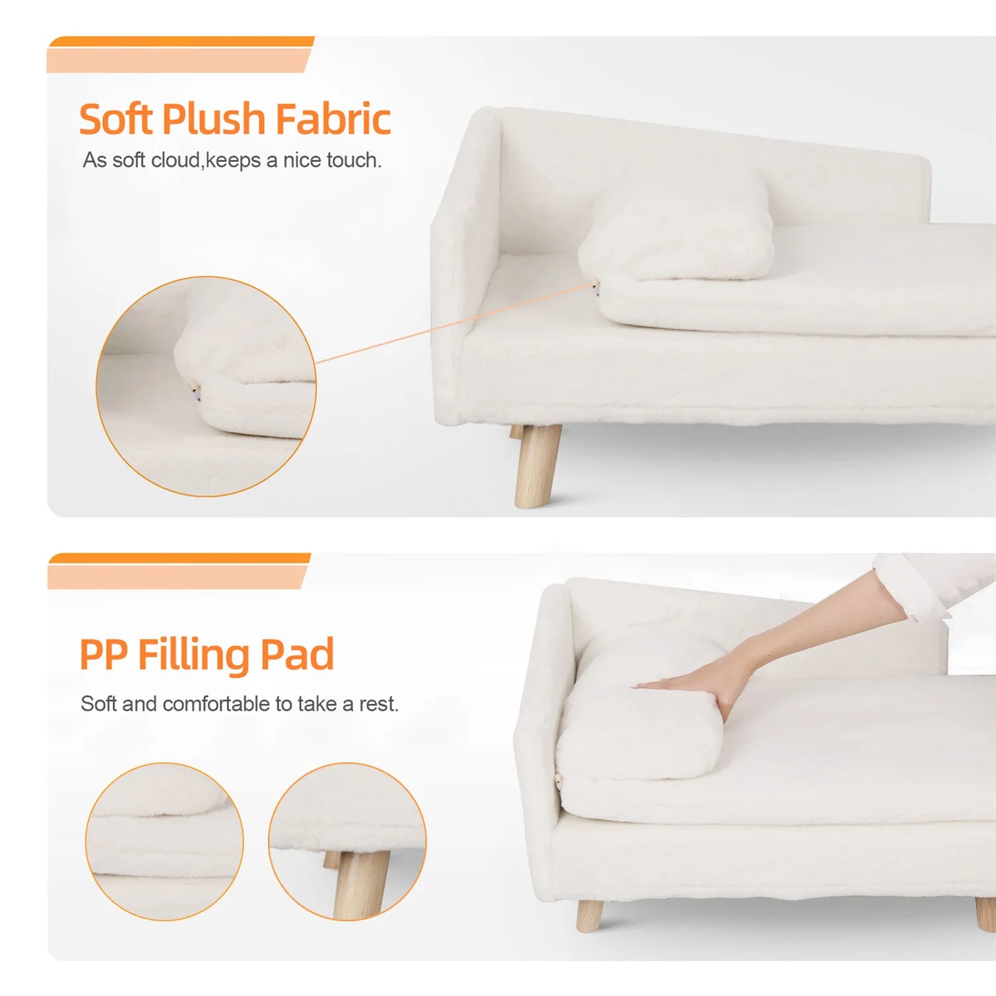 Elevated Pet Bed — Nordic Style Stool Bed with Cozy Waterproof Pad & Wooden Legs for Small Dogs & Kittens