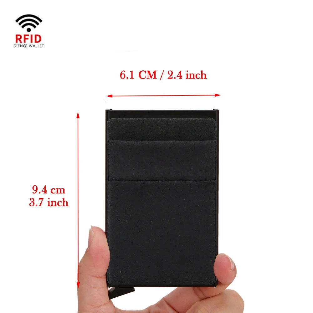 RFID Credit Card Holder for Men, Thin Slim Luxury Metal Mini Minimalist Wallet, Bank & ID Cardholder Case