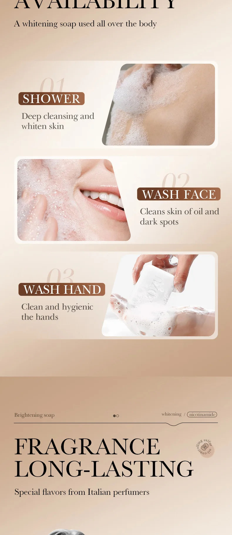 SADOER Niacinamide & Arbutin Facial Soap – Moisturizing, Brightening, Deep Cleansing Handmade Face & Body Wash Foam
