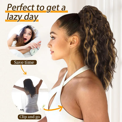 LUPU 14" Synthetic Curly Claw Clip-In Ponytail – Heat-Resistant Fashion Hair Extension for Daily Wear, Halloween & Holidays