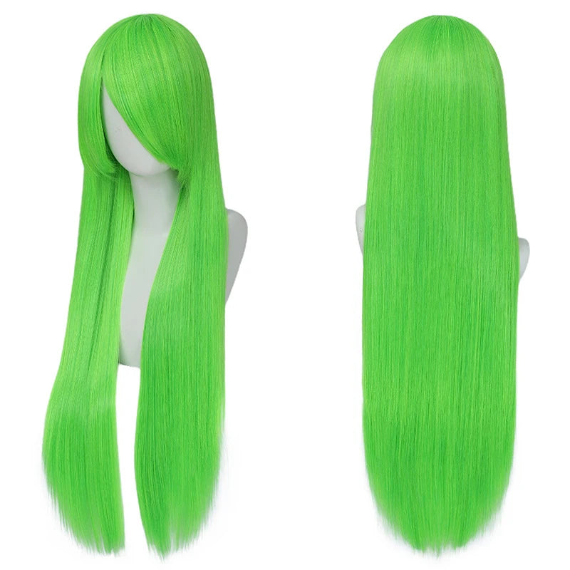 80cm Long Cosplay Wig - Synthetic Straight Hair with Bangs for Lolita Anime Costume Party Styling