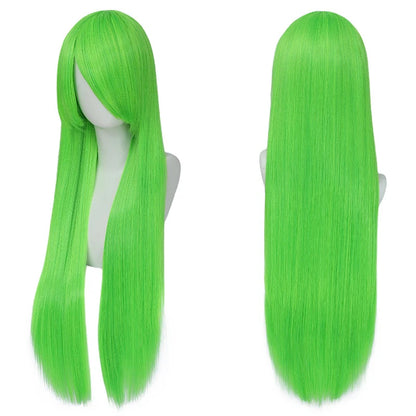 80cm Long Cosplay Wig - Synthetic Straight Hair with Bangs for Lolita Anime Costume Party Styling