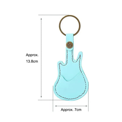 PU Leather Guitar Pick Holder Keychain – Plectrum Bag Case for Guitar Accessories & Music Supplies
