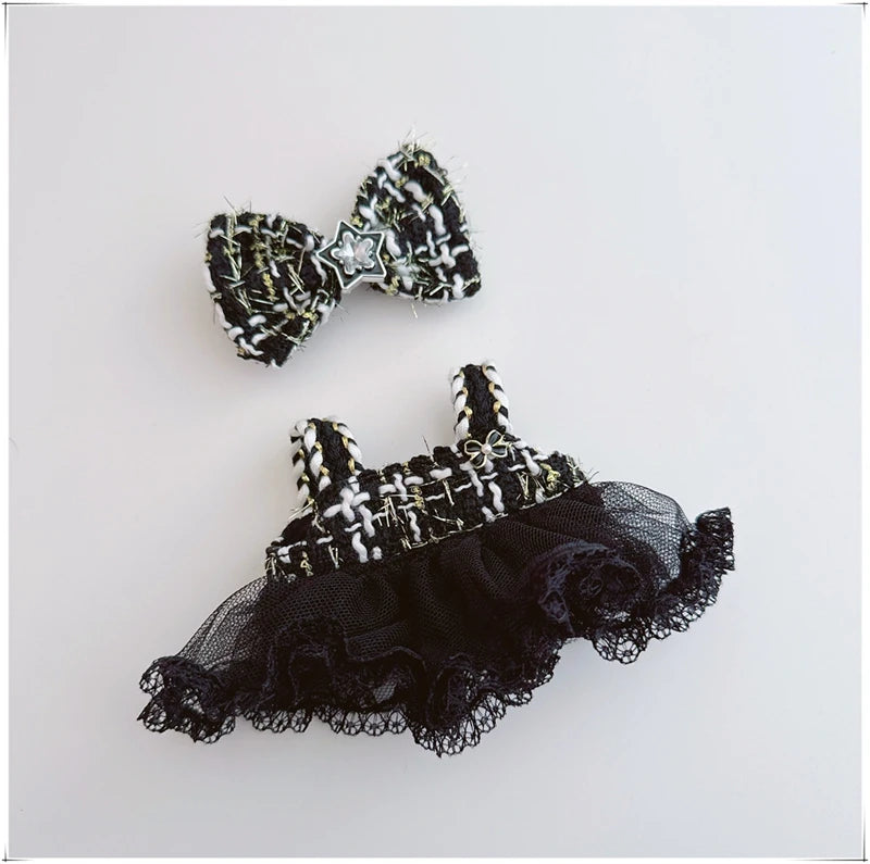 Labubu Doll Accessories — 17cm Luxury Woolen Shawl Suit & Skirt Set with Messenger Bag & Loafers