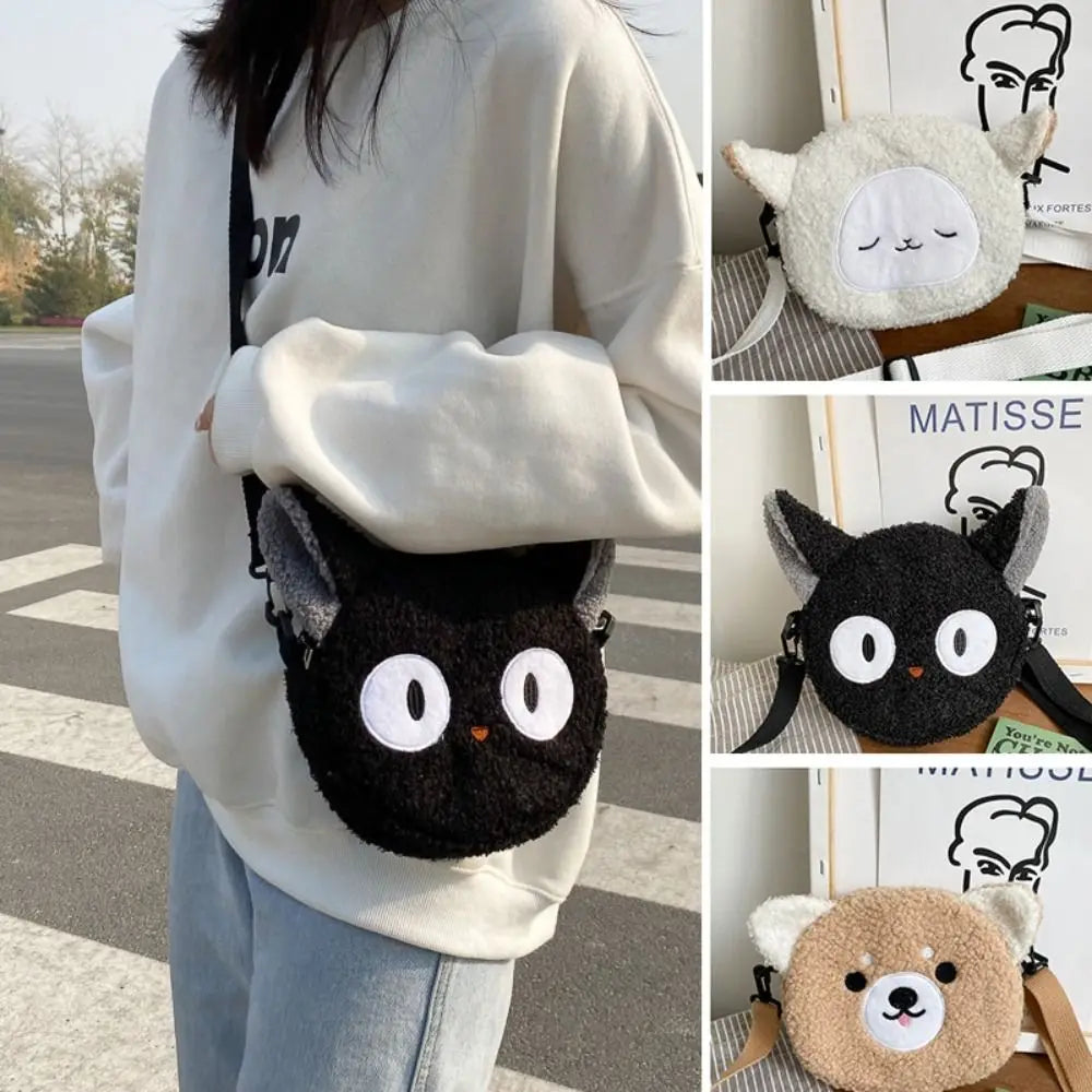 Kawaii Plush Polyester Phone Purse – Women’s Small Crossbody Shoulder Bag for Shopping & Outdoors