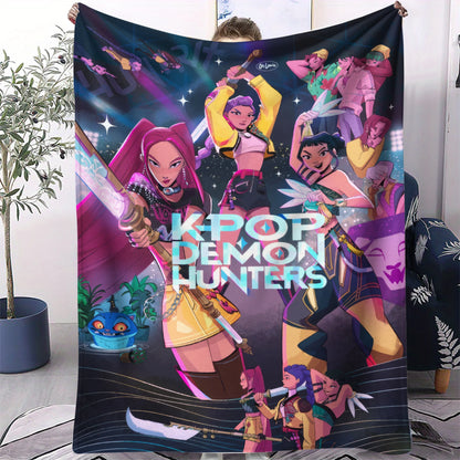 K-Pop Demon Hunters Flannel Blanket – 31 Styles Anime Throw for Home, Travel & Camping Fan Gift