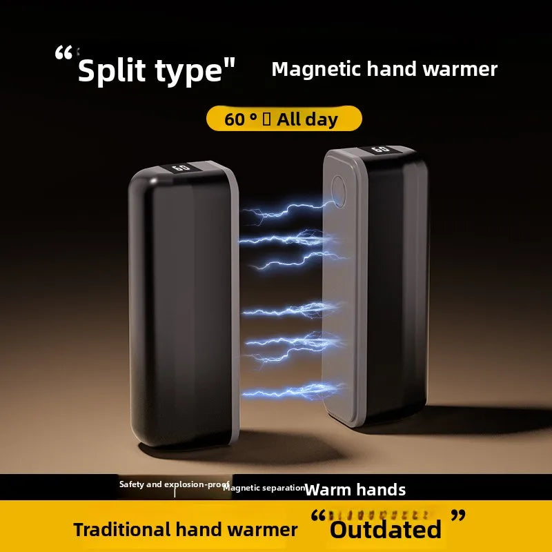 2-in-1 Digital Hand Warmer - Portable Magnetic Rechargeable Hand Warmer & Power Bank with LED Display