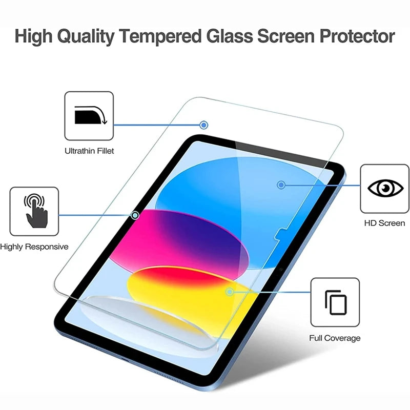 2PCS iPad 10th/11th Gen 10.9" 2025 Glass Screen Protector & Tablet Case for A16 A3354 A3355 A2696 A2757