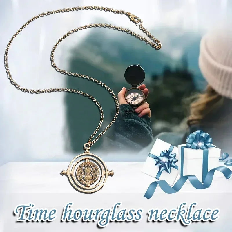Harry Potter Time-Turner Hourglass Necklace - 360° Rotatable Cosplay Pendant and Unique Mother’s Day Gift