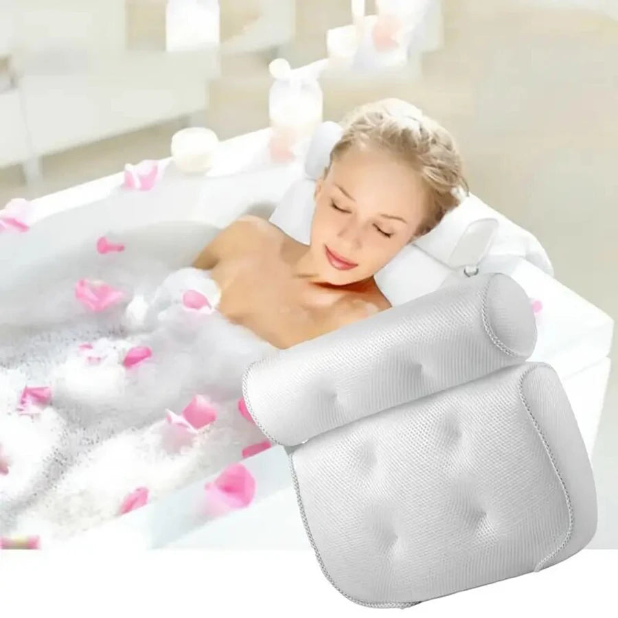 Spa Bathtub Pillow with Anti-Slip Suction Cups – Neck and Back Support for Bathtub and Bathroom Accessory
