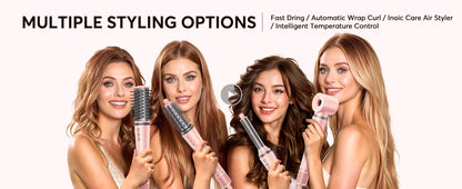 5-in-1 Hair Dryer & Styling Tool – Straightener, 32mm Curling Iron with 300 Million Negative Ions, Quick Drying Hair Care Gift