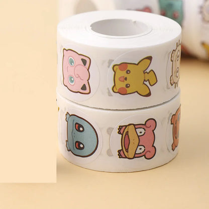 500pcs Kawaii Anime Cartoon Stickers - Pikachu & Charizard Round Seals for DIY Crafts, Laptops & Gifts