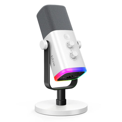 FIFINE AM8 USB/XLR Dynamic Microphone with Touch Mute, Headphone Jack & I/O Controls for PC, PS5/PS4, Gaming & Mixer