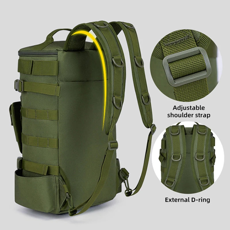 Tactical Fishing Backpack – Multifunctional Tackle Bag with Rod Holders, Molle Storage for Fishing, Camping & Hiking