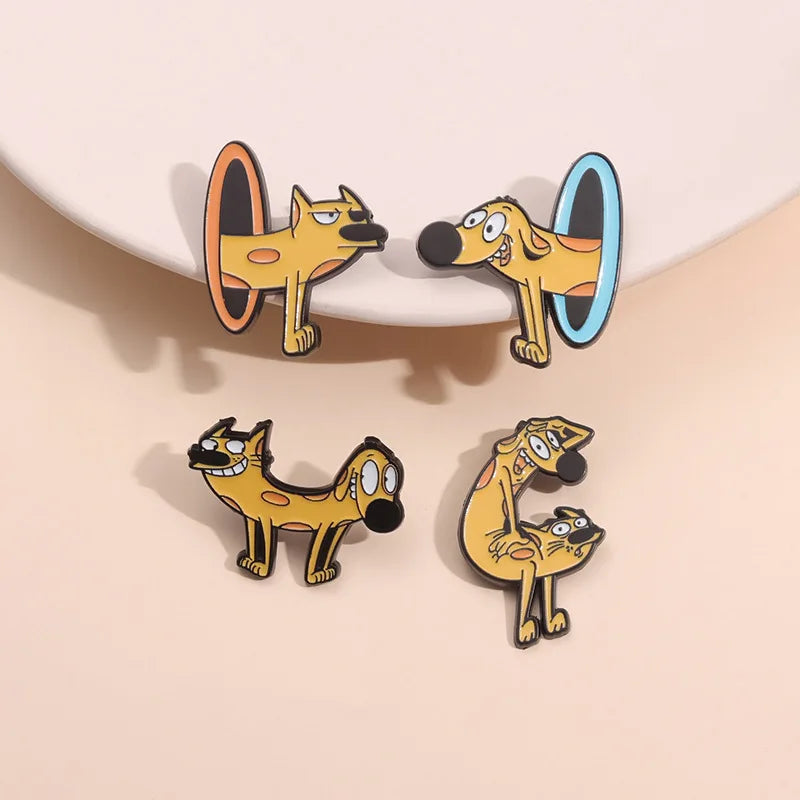 Colorful Cat & Dog Anime Brooch – Cartoon Pin for Clothing, Collars, and Film & TV Accessories