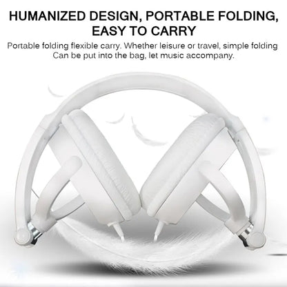 Wired 3.5mm Bass Stereo Headphones – Foldable with Microphone, Adjustable for PC, MP3 & Mobile Devices