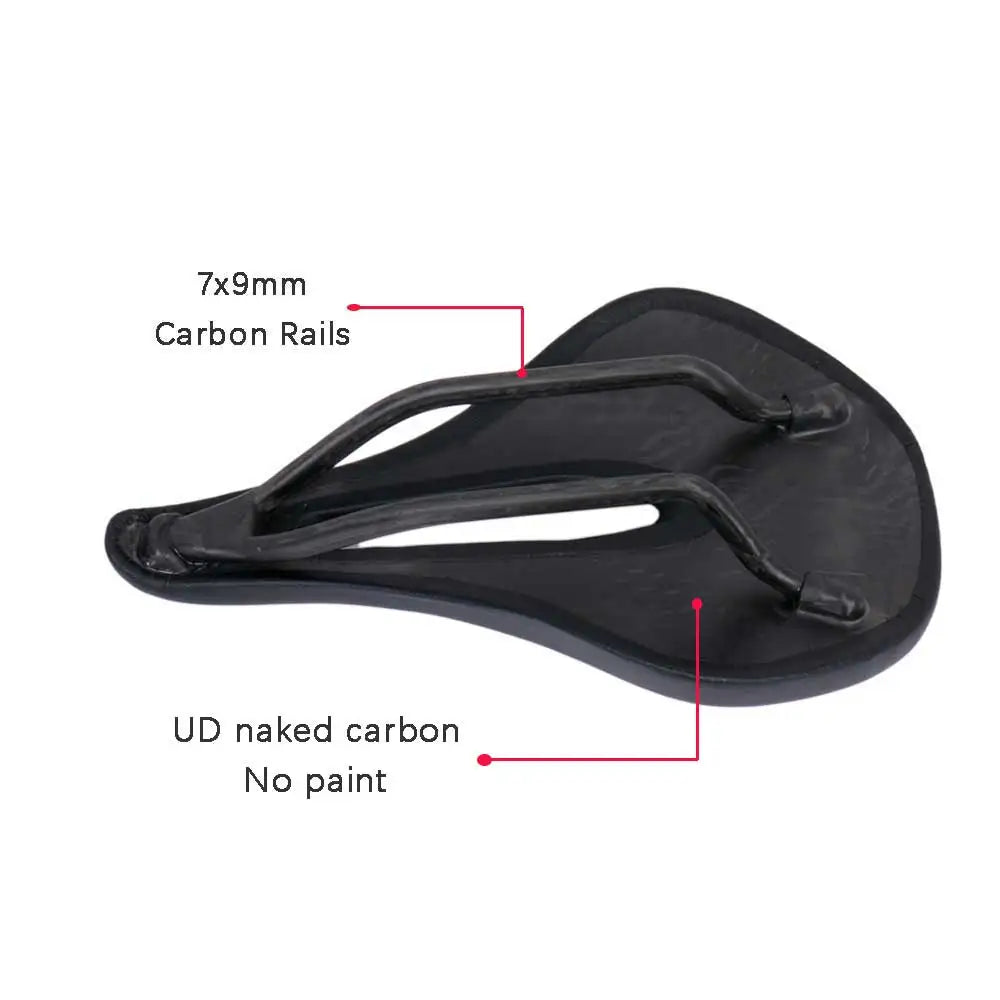 Elitaone MTB Carbon Saddle — 240x143mm Road Bike Seat | Super Light 90g UD Bare Carbon Finish