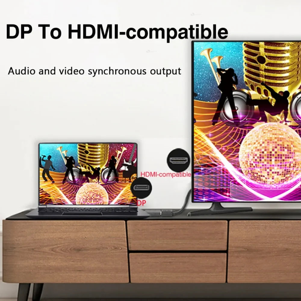 DP Male to Female 4K Converter – DisplayPort to HDMI-Compatible Video Audio Adapter Cable for PC, TV, Laptop, Projector