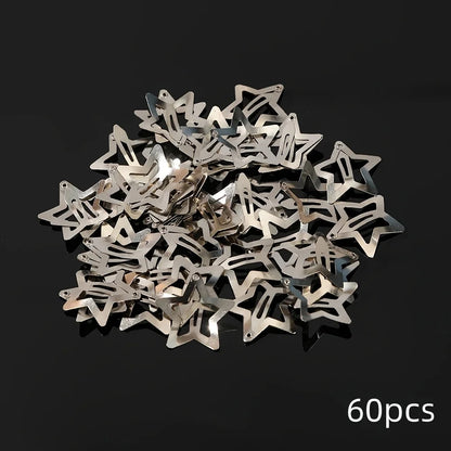 Y2K Silver Star Hair Clips - Metal Snap Clip Barrettes & Sparkle Hairpins for Girls, 5–200pcs