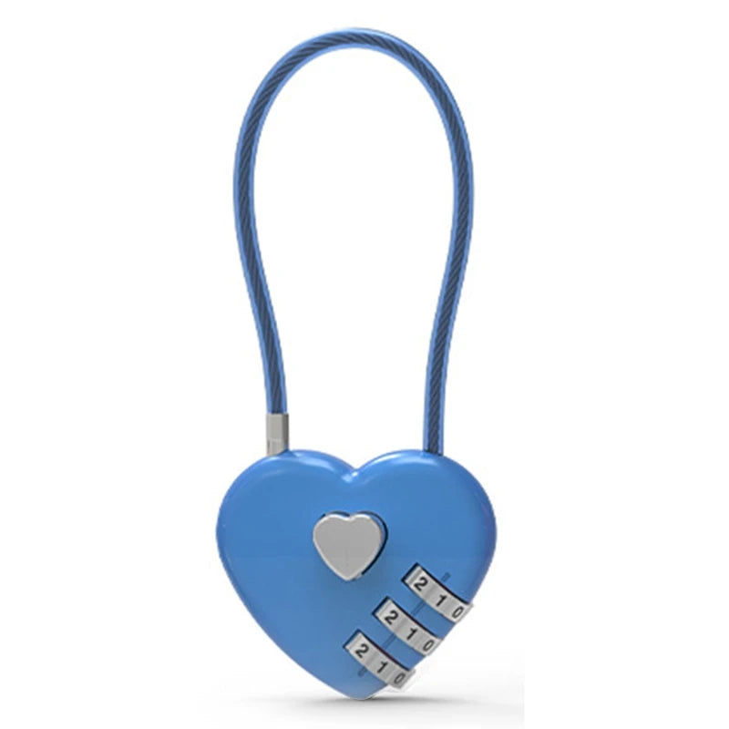 Zinc Alloy Mini Heart-Shaped Password Padlock – Wire Rope Travel Luggage and Package Lock (L9BE)