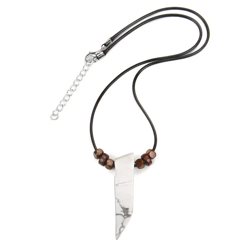 Men's Vintage Rectangle Obsidian Pendant Necklace – Natural Tiger Eye & Labradorite Gem, Leather Rope Braid Healing Jewelry