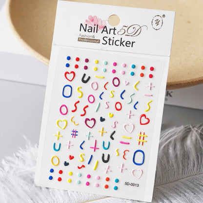 5D Macaron Nail Stickers - Embossed Flower, Fruit, Bear & Rabbit Charms for Summer DIY Manicure Decoration