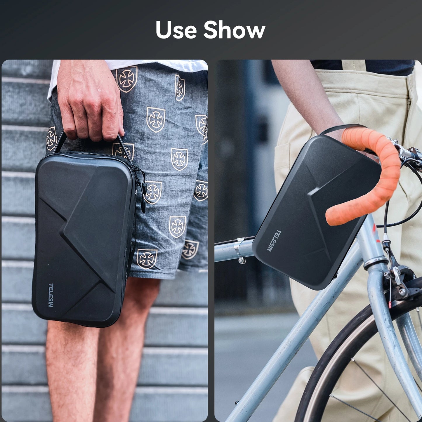 TELESIN Waterproof Adjustable Carrying Bag for GoPro Hero 12/11/10/9/8/7/6 and Insta360 Osmo Action Accessories