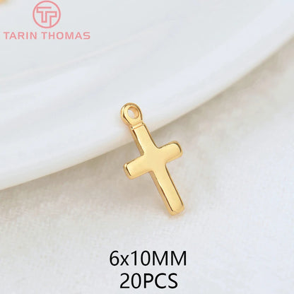 24K Champagne Gold Cross Charms - Small Brass DIY Jewelry Pendants & Craft Accessories