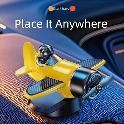 Solar-Powered Rotating Airplane Dashboard Ornament - 360° Spinning Car Interior Decoration