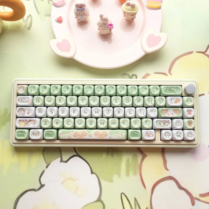 USLION 95 Keys Dessert Cat Theme Keycaps – MOA Profile PBT Key Caps Kit for 61/64/68/75/84/87 GMK67 Gaming Mechanical Keyboards