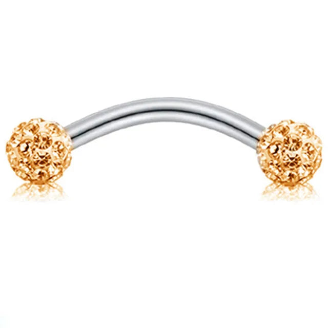 Crystal Curved Barbell Piercing Earrings – Daith, Helix, Tragus & Cartilage Body Jewelry Stud Ring