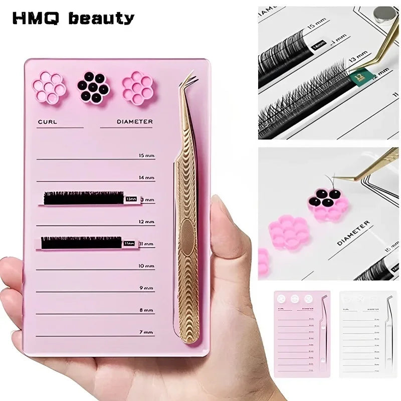 Eyelash Extension Magnetic Scale Holder – Acrylic Lash Board, Glue Pallet Cup & Hygienic False Eyelash Pad Makeup Tools