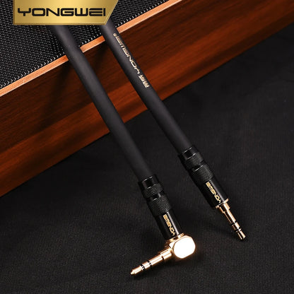 YONGWEI 3.5mm AUX Audio Cable - Straight to Curved Male-to-Male for Car, Mobile Phone, Computer, Speaker and Headset Extension