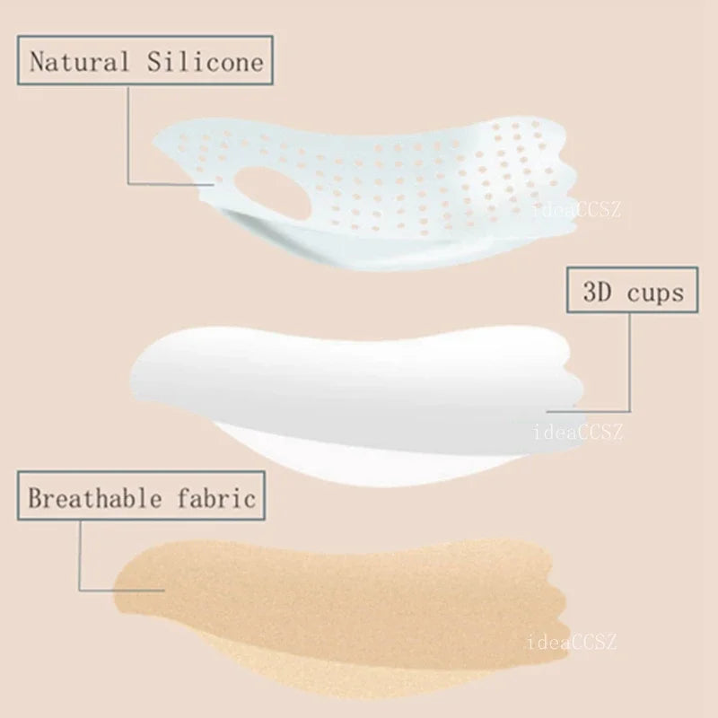 Adhesive Silicone Push-Up Bra - Invisible Backless Lingerie with Transparent Straps for Women