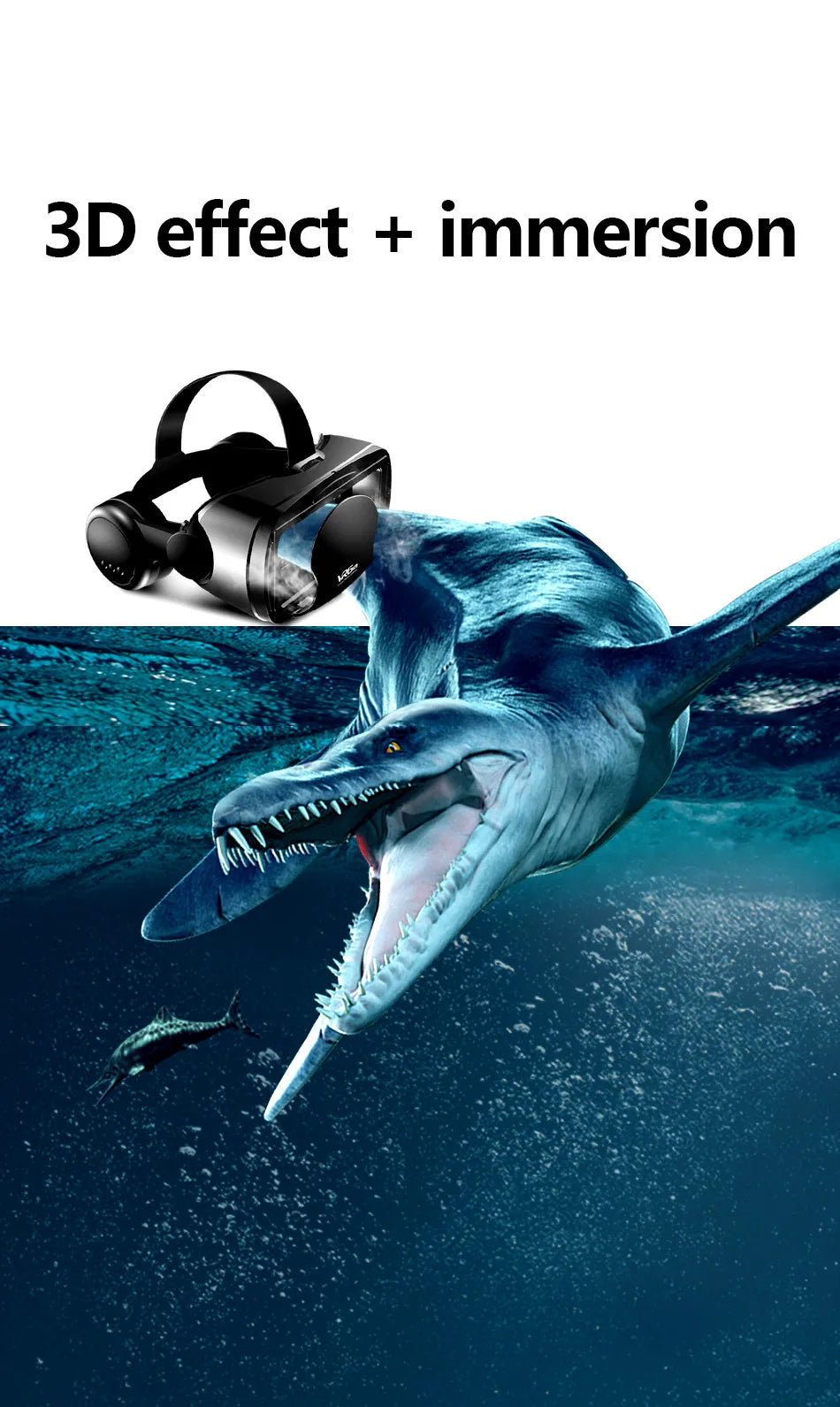 3D VR Headset – Virtual Reality Smart Glasses Helmet for Smartphones with Controllers and 7-Inch Lenses