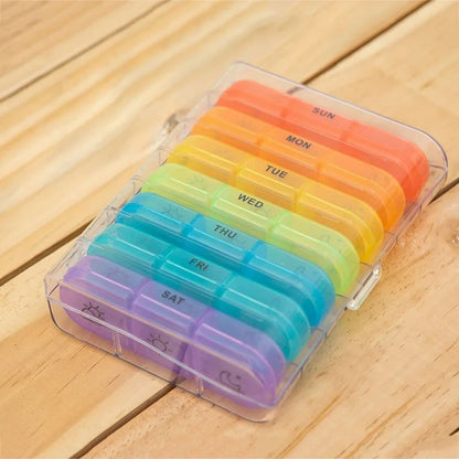 Seven-Day Medicine Organizer Box – 21 Black Compartments Portable Plastic Pill & Vitamin Storage Case