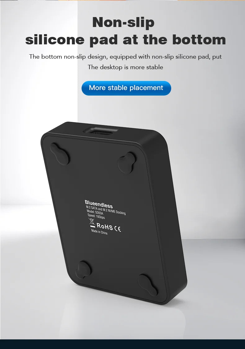 Blueendless External SSD Hard Disk NVME Enclosure – 10G Online Reading/Writing Speed, M.2 NVME SD Docking Station Case