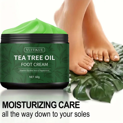 YUITIKUE Tea Tree Oil Foot Cream – Vitamin E, Aloe Vera & Peppermint Moisturizer for Dry Feet