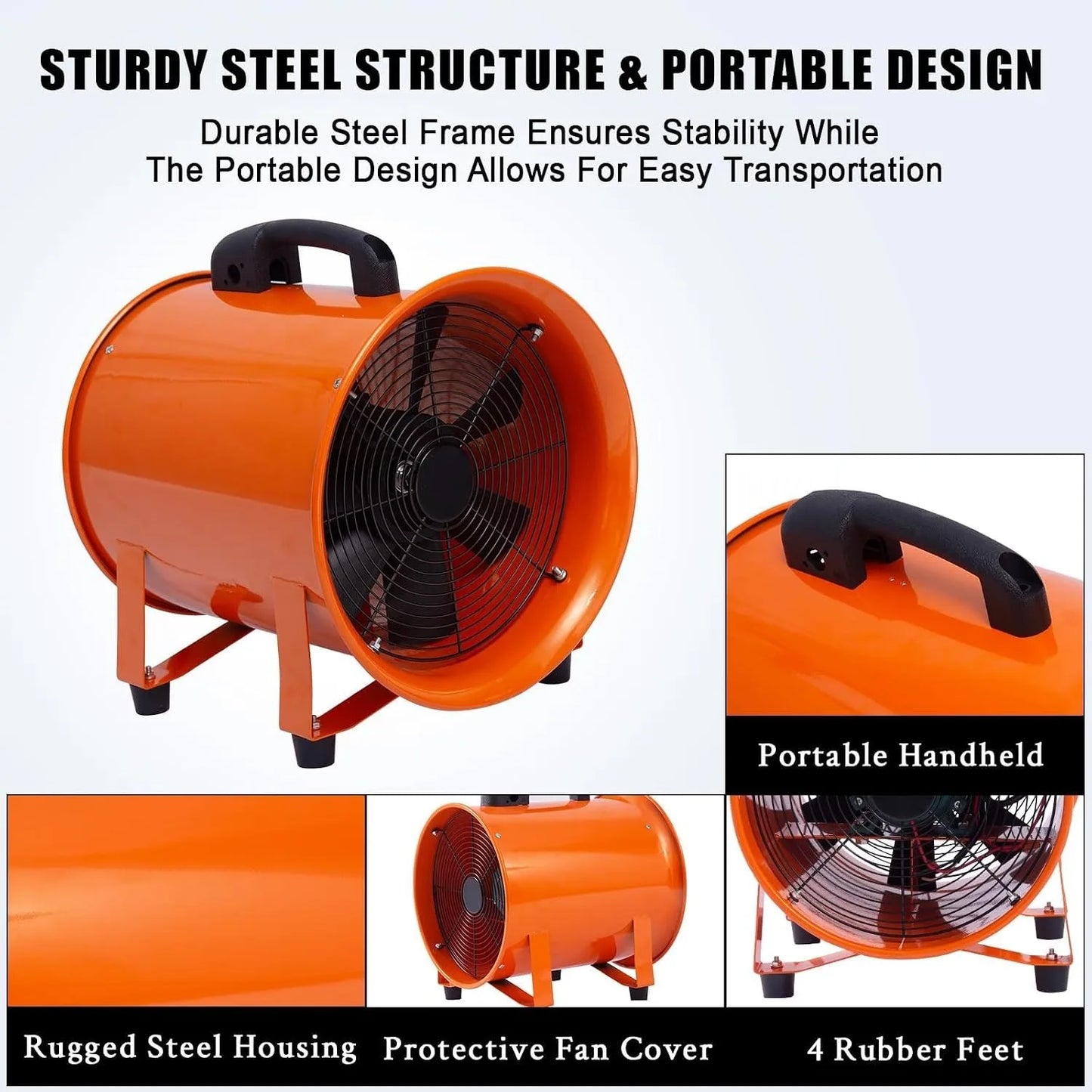 Portable Industrial Exhaust Fan - 3500 CFM Heavy-Duty Ventilation Blower with Flexible Duct for Workshop, Basement & Attic