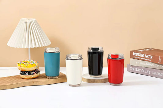 240ml Stainless Steel Insulated Coffee Cup – Vacuum Travel Mug for Car, Portable Hot & Cold Water Bottle Roller Design