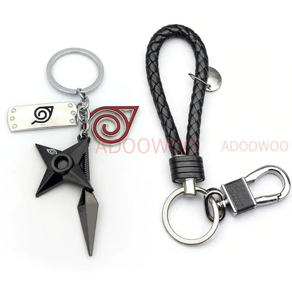 Bandai Naruto Red Cloud Alloy Keychain Set – 20 Styles Anime Woven Leather Rope Charm Car Pendant Punk Jewelry Gift Accessories