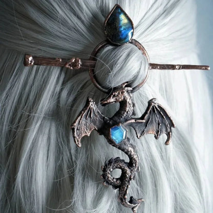 Vintage Viking Dragon Hair Accessory - Gothic Punk Headwear for Women & Cosplay