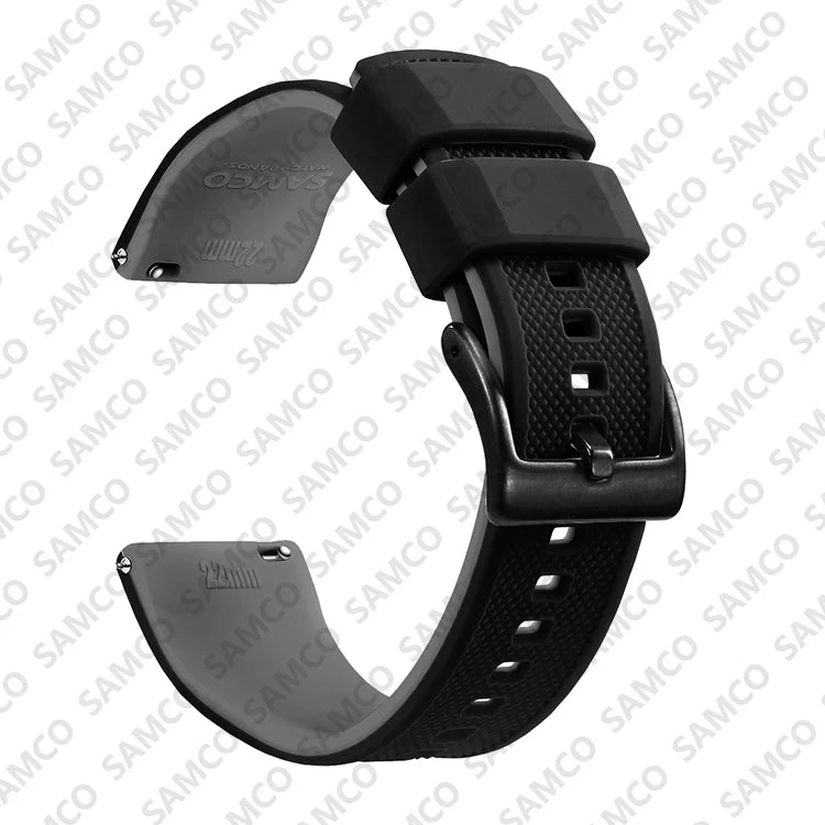 Quick-Release Silicone Watch Band - 18mm, 20mm and 22mm Rubber Replacement Strap for Huawei, Samsung Galaxy and Garmin Watches