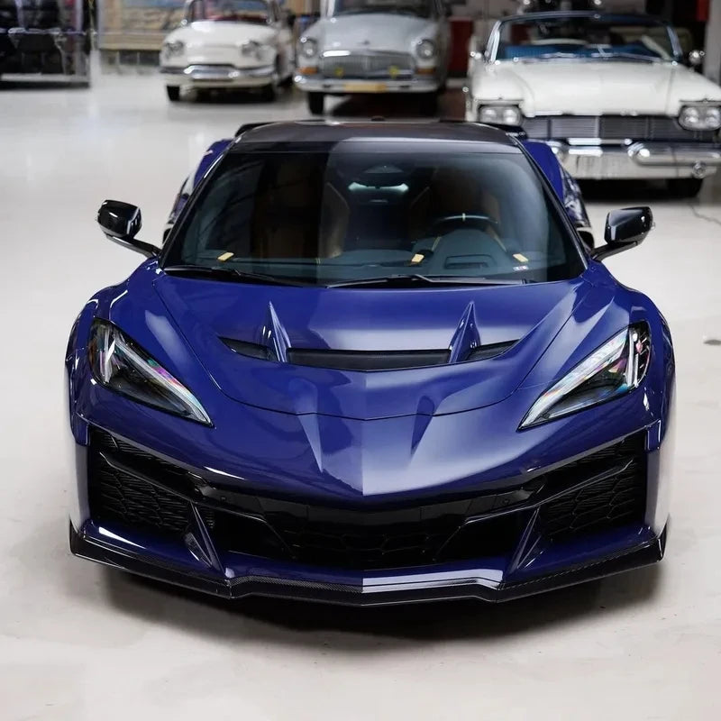 C8 ZR1 Style Carbon Fiber Hood - Small Vented Exterior Engine Hood for 2020+ Corvette C8