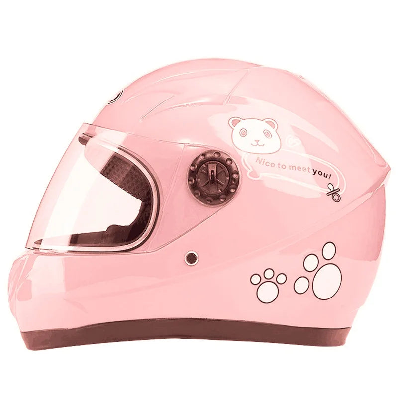 New Cute Children’s Full Face Helmet – Safety Bike & Motorcycle Helmet for Kids, Adjustable for Outdoor Sports, Four Seasons Protection