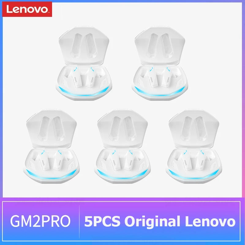 5PCS Original Lenovo GM2 Pro TWS Wireless Earphones – Bluetooth 5.3 HD Earbuds with Mic, Touch Control Sports Headphones