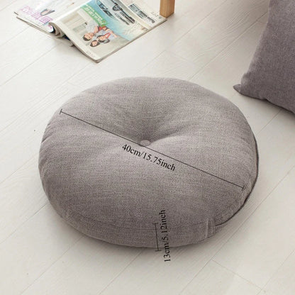 40cm Linen Seat Cushion – Soft Cotton Filled Thickened Circular Pillow for Sofa, Balcony, Office Chair & Car Seat
